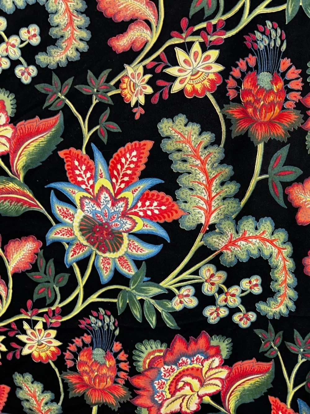 April Cornell Fall Winter black French Provencal batik floral cotton tablecloth
